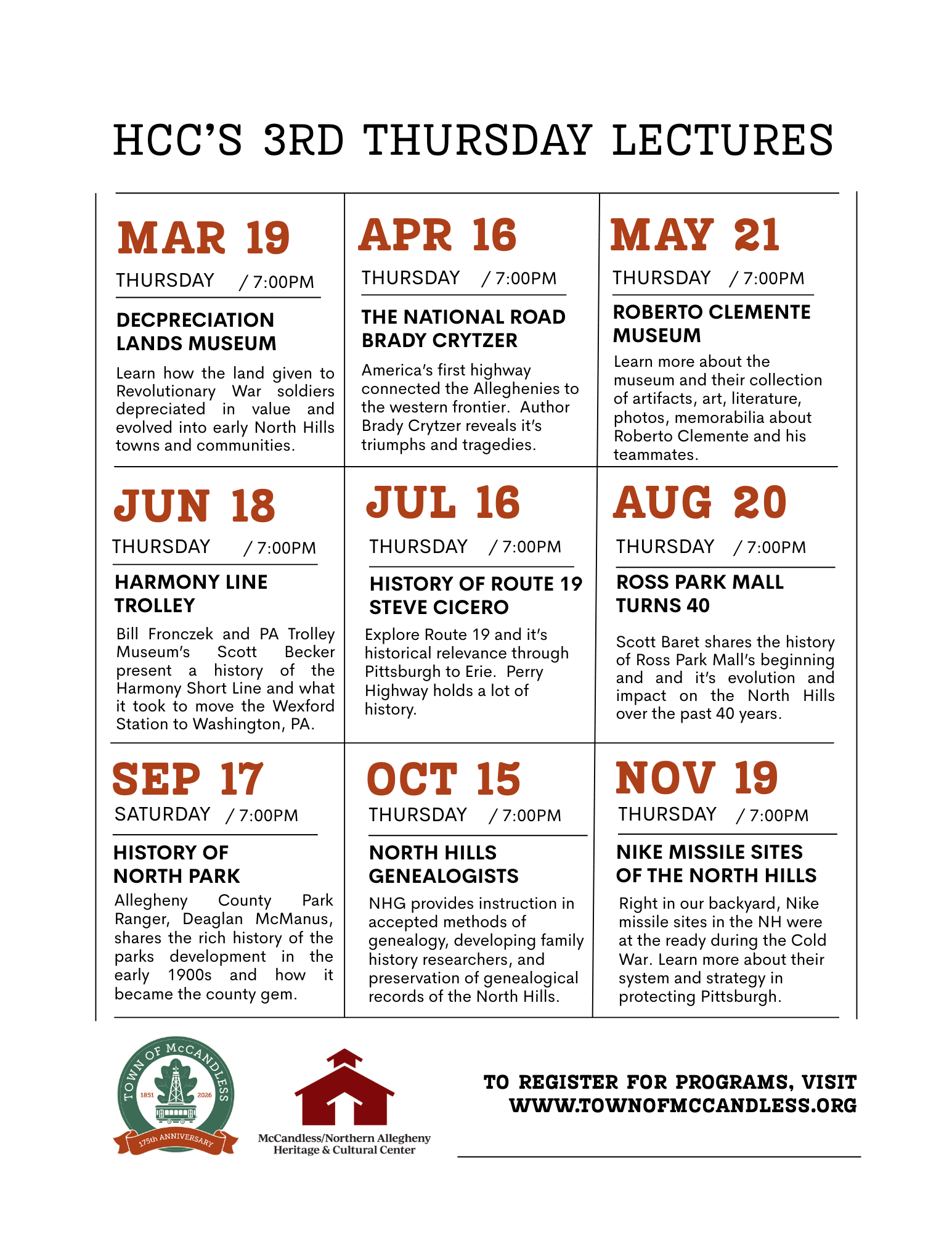 3rd Thursday FULL Schedule 2026 Flyer