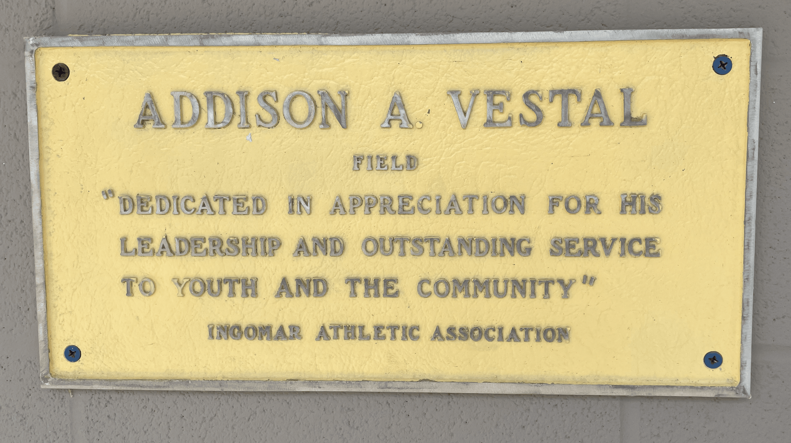 Addison A. Vestal Signage at Vestal Park