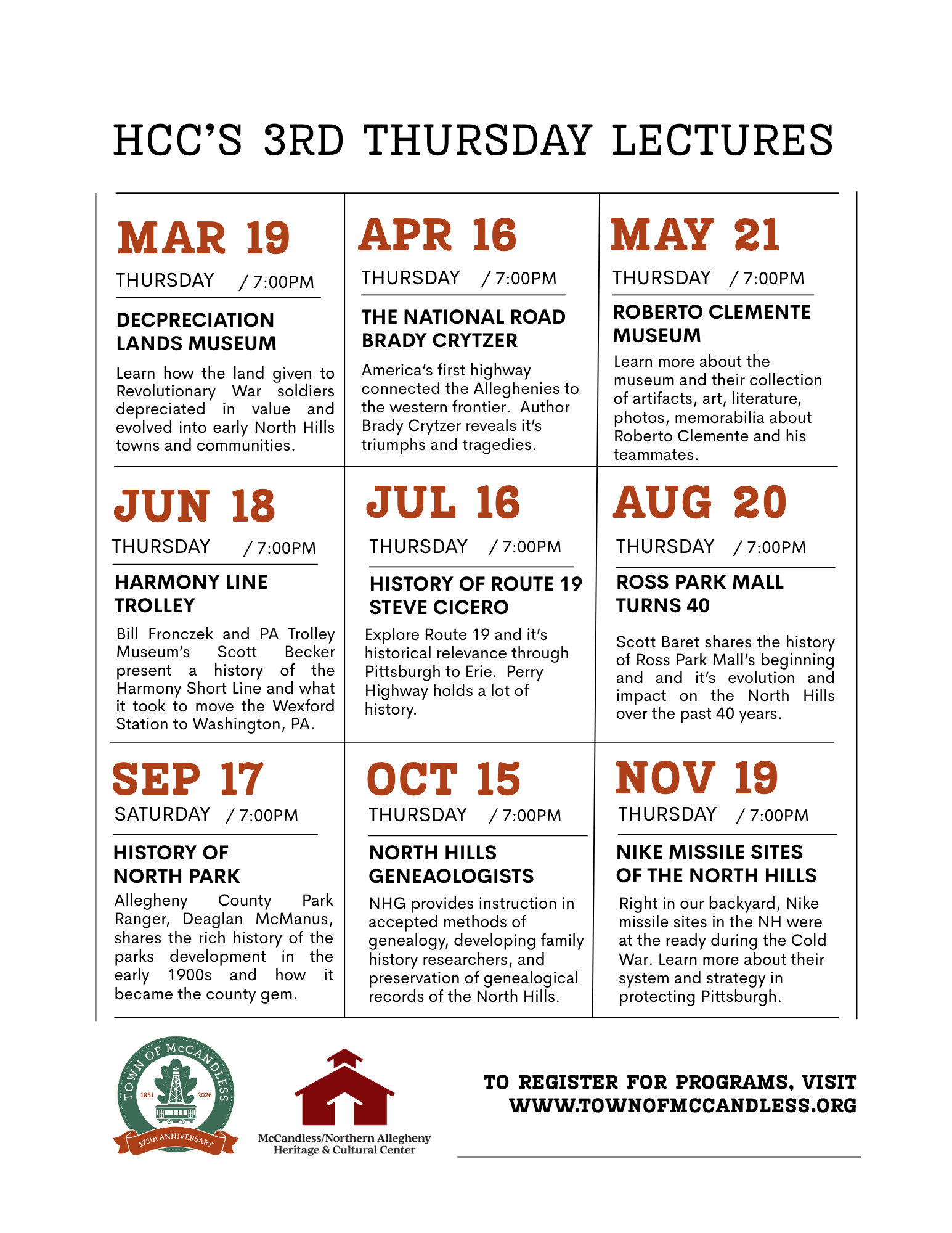 3rd Thursday FULL Schedule 2026 Flyer